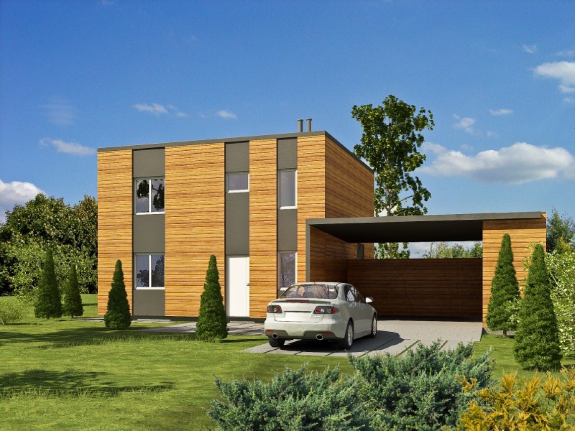 Progetto "Modern 137-2ST' Casa prefabbricata a telaio in legno